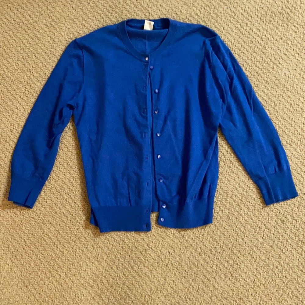 JCrew M blue quarter length sleeve sweater